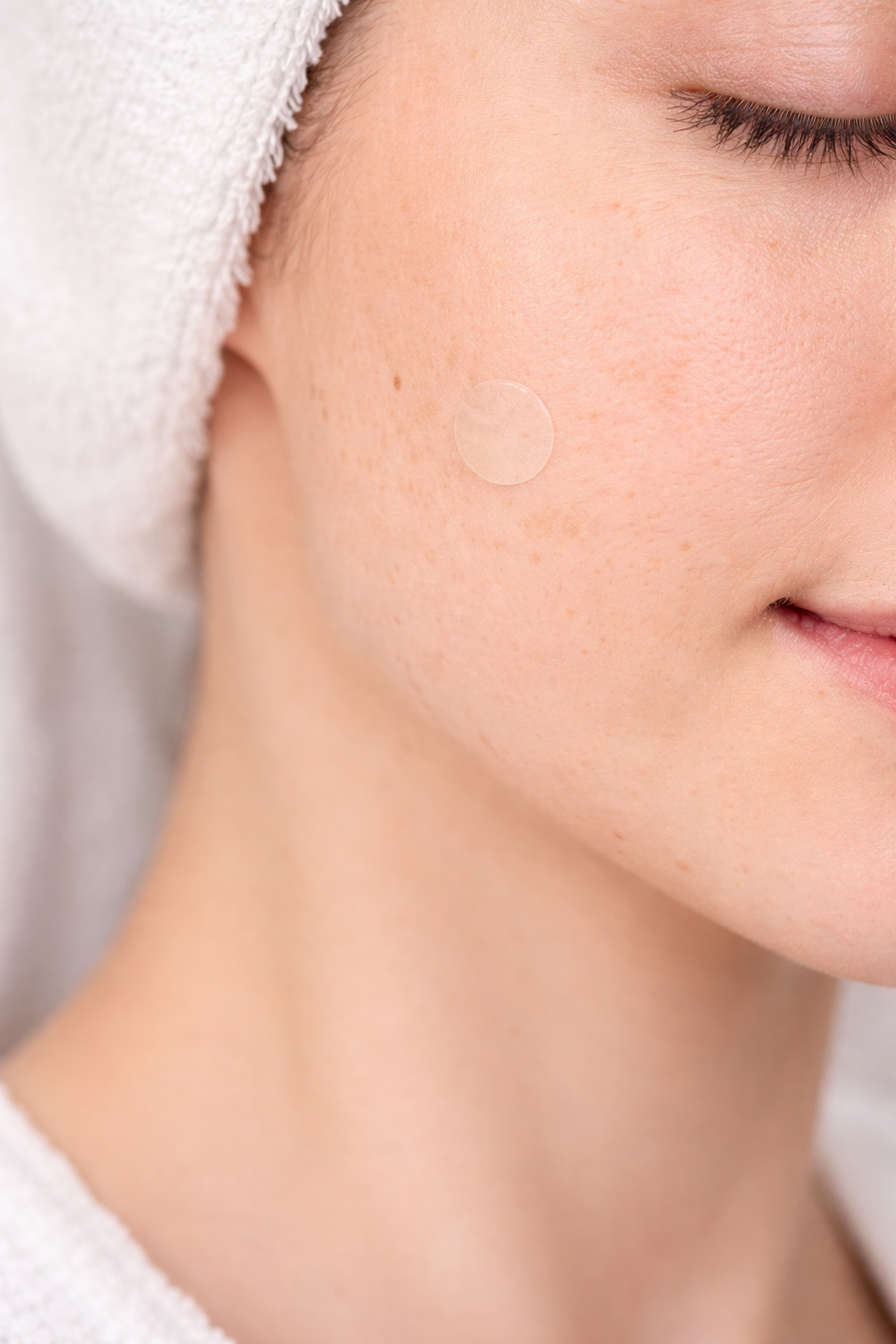 transparante Porexa acne patch op wang bijna onzichtbaar op huid